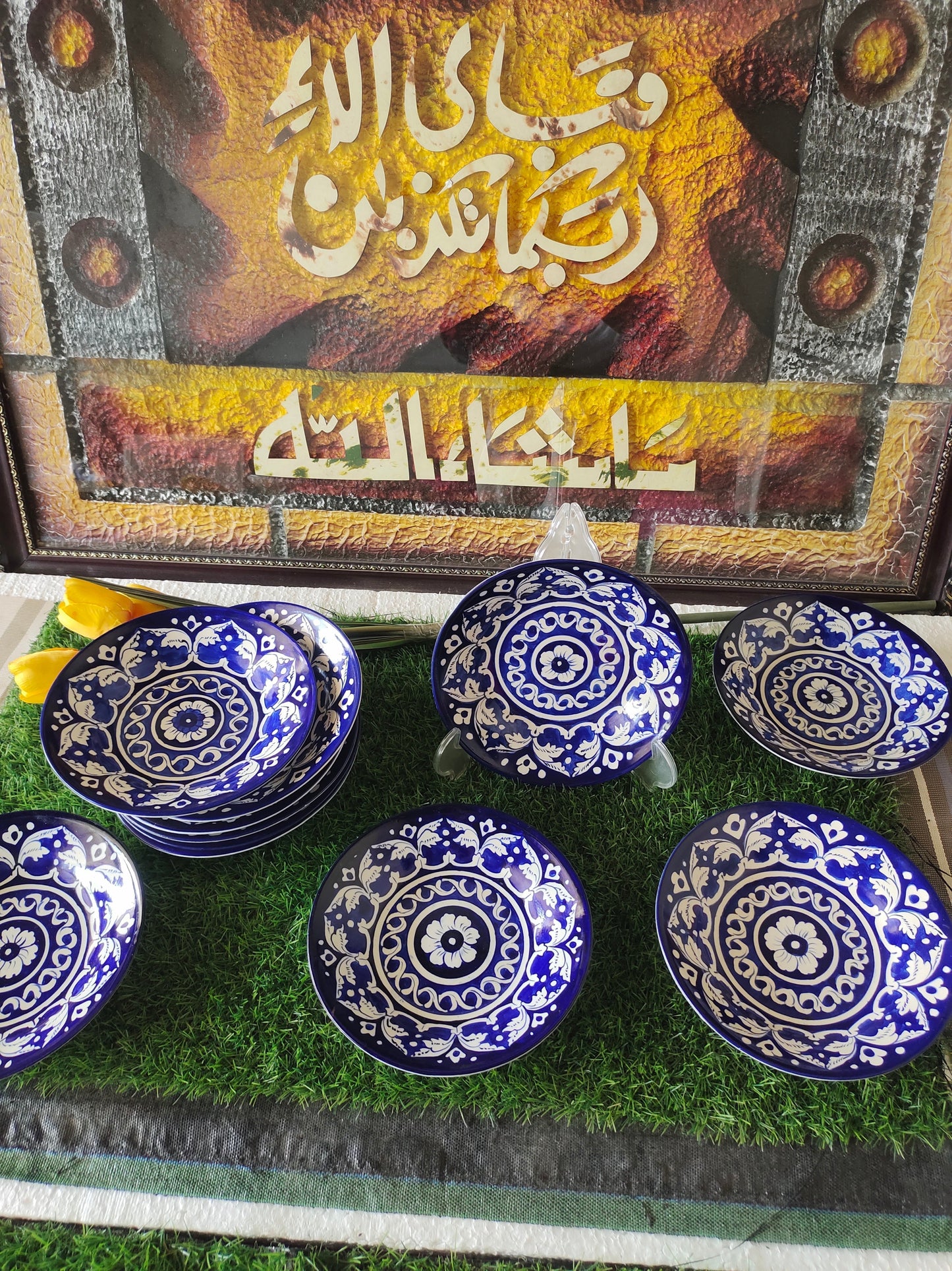 Ceramic Handmade Blue Deep Plate | Size 8 inch | Ghauri Design