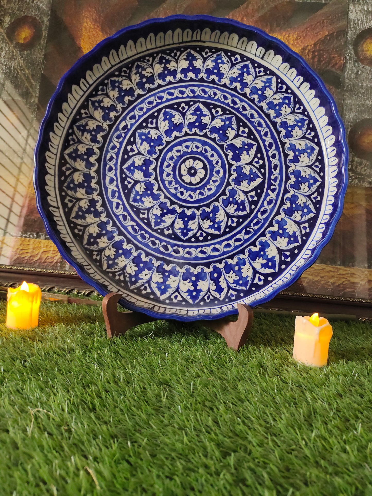 Ceramic Handmade Pizza Platter Large Dish | Size 15 inch