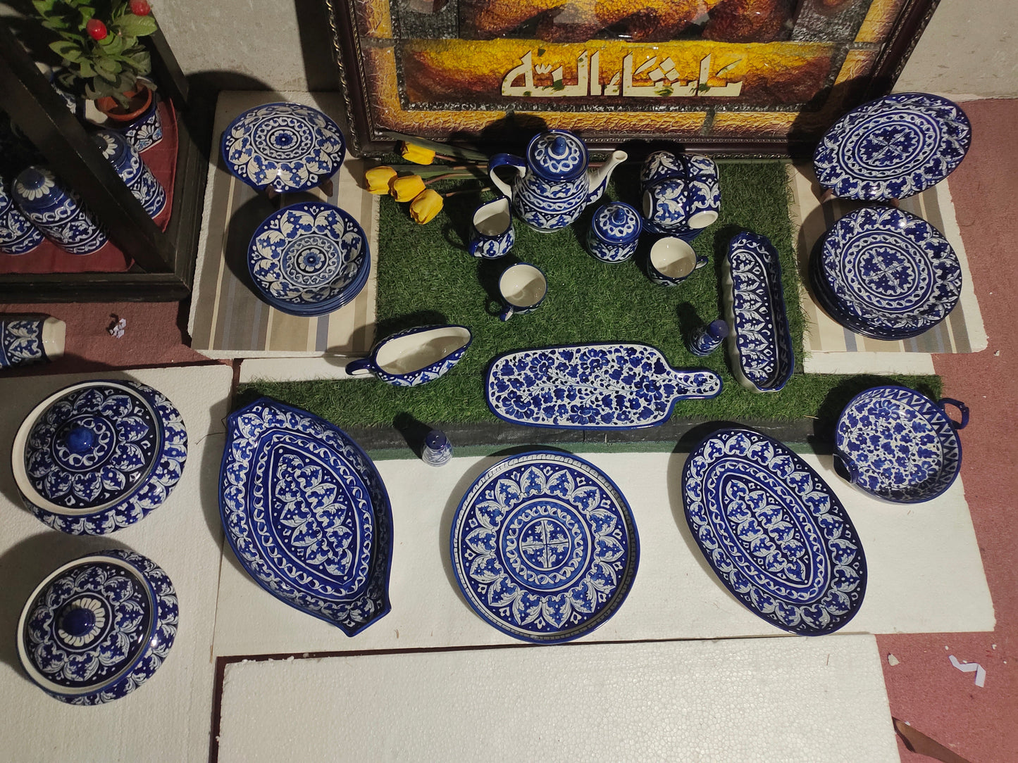 Ceramic Handmade Customized Dinner Set Blue Pottery | 6 Person servings