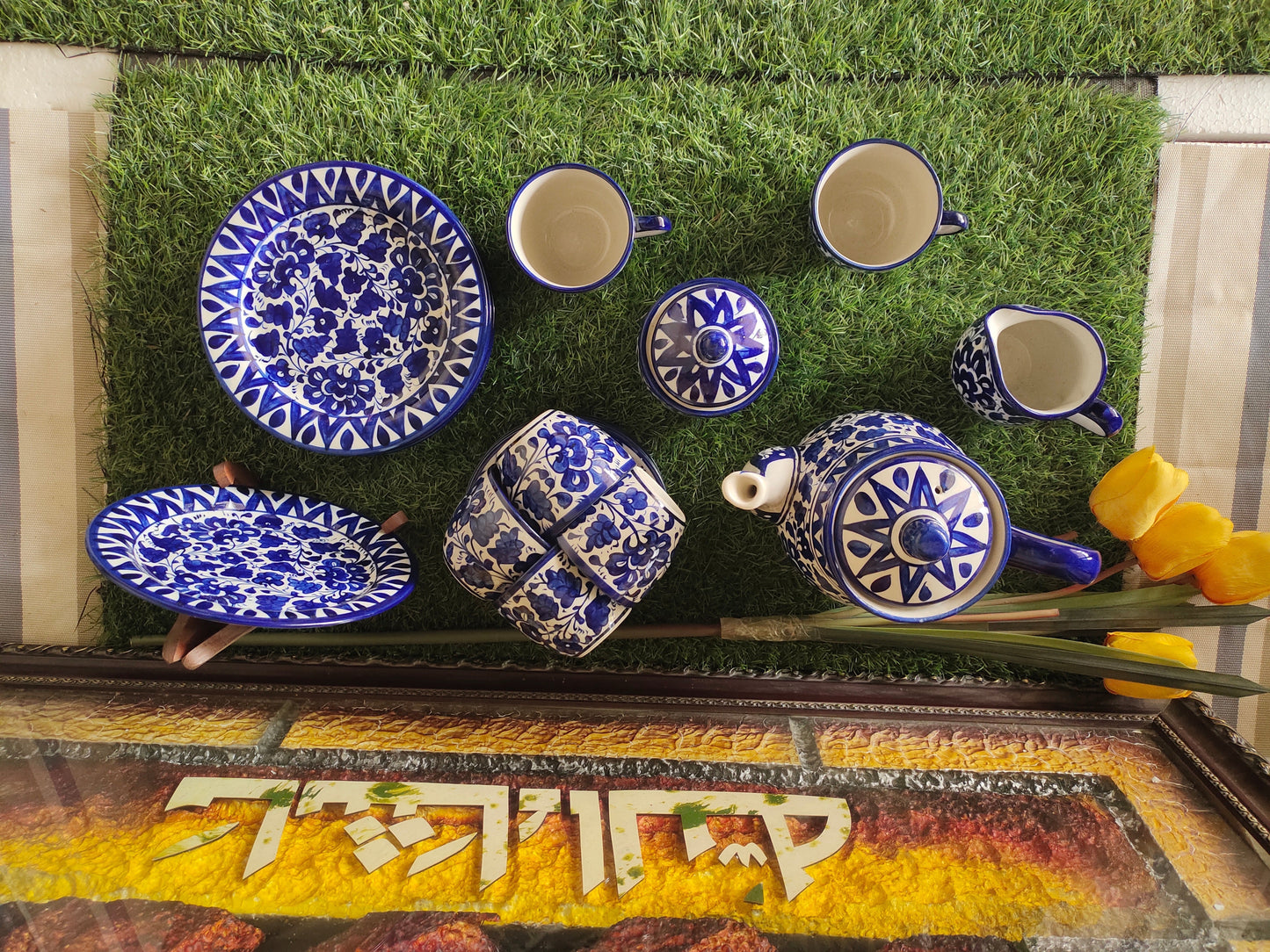 Ceramic Handmade Tea Set with Snack Plates | Quantity 21 Pcs | Serena Design | Nashta Set