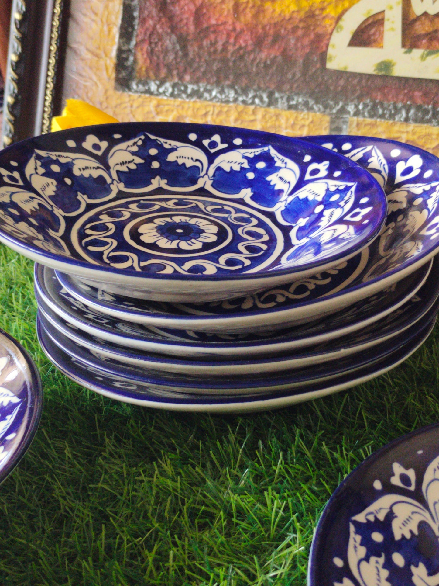 Ceramic Handmade Blue Deep Plate | Size 8 inch | Ghauri Design