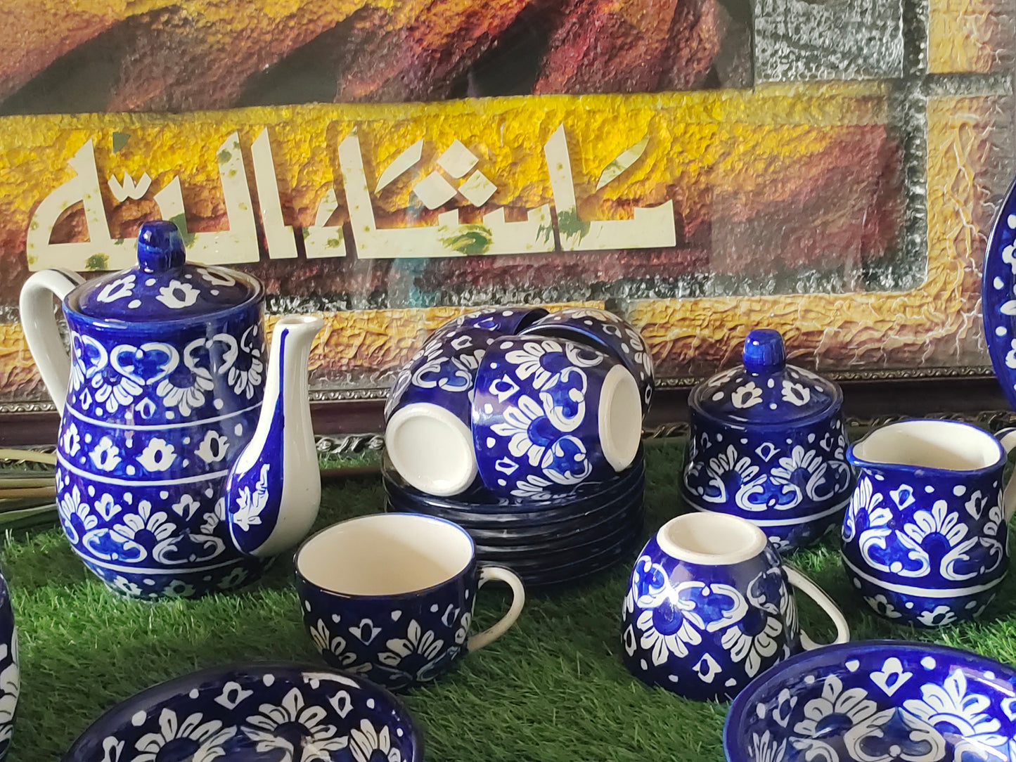 Ceramic Handmade Dinner Set |6 Men Set | Qty 49 pcs | Khaadi Blue Design