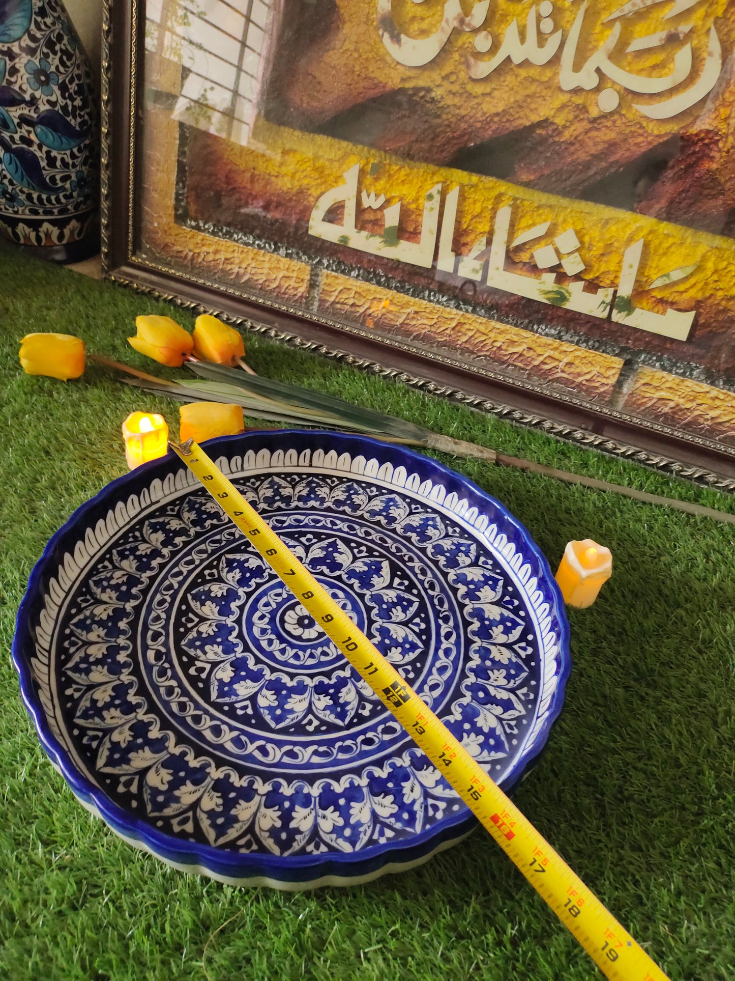 Ceramic Handmade Pizza Platter Large Dish | Size 15 inch
