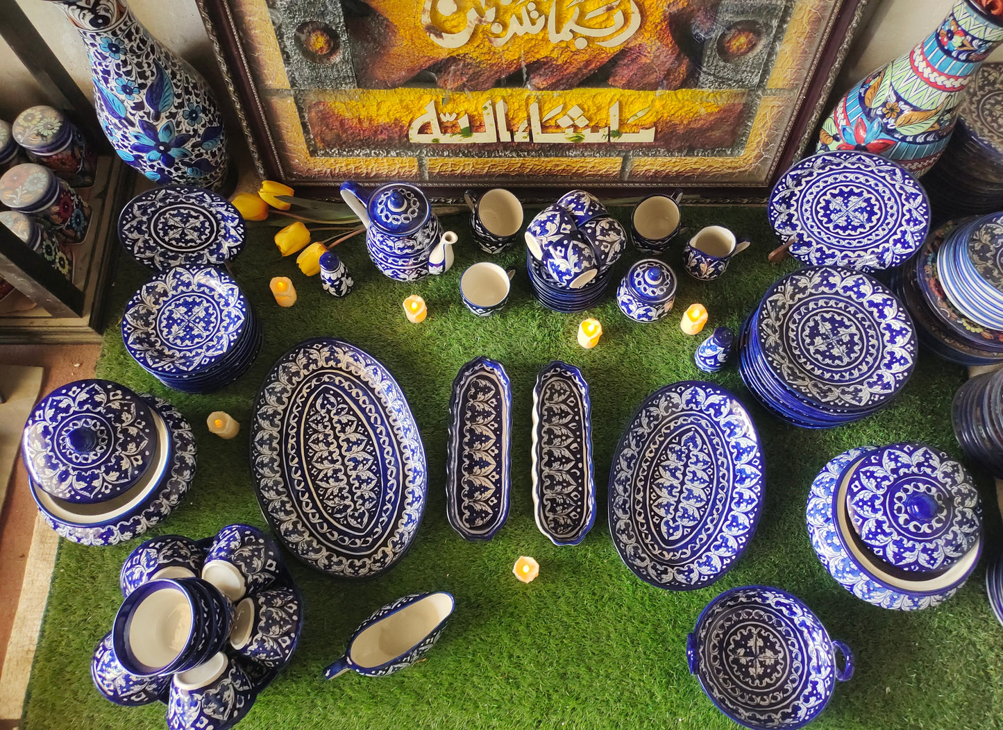 Ceramic Handmade Dinner Set | 10 Men Set | Ghauri Design | 65 Pcs