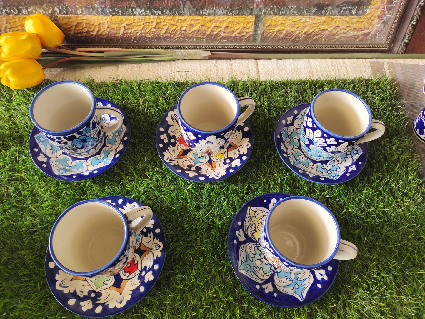 Ceramic Handmade Tea Mug with Saucer Plate