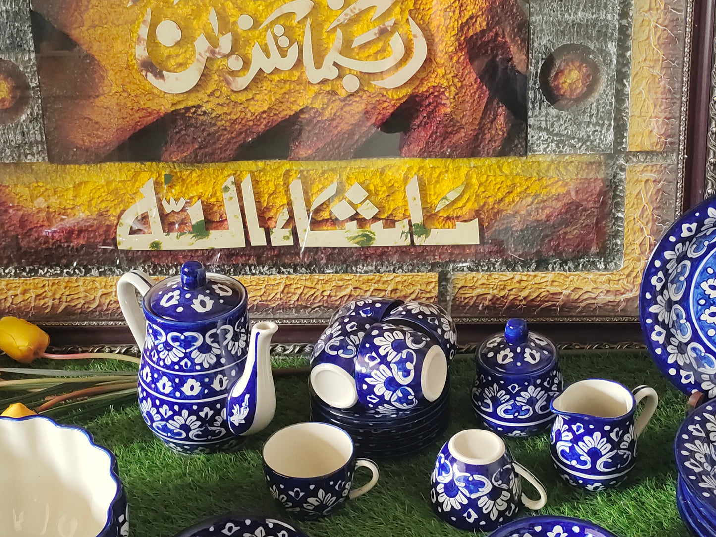 Ceramic Handmade Dinner Set |6 Men Set | Qty 49 pcs | Khaadi Blue Design