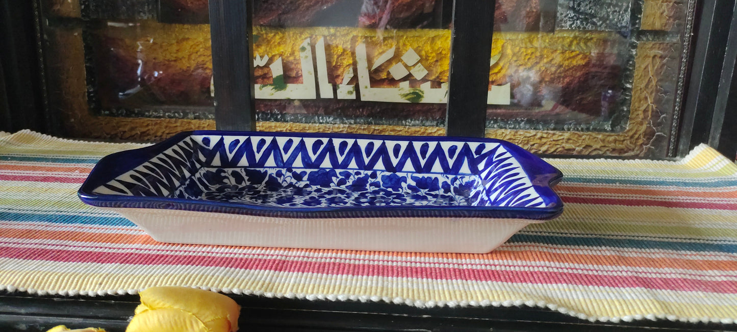 Ceramic Handmade Serving Deep Dish Platter Serina Design | Size 13 *8 inch