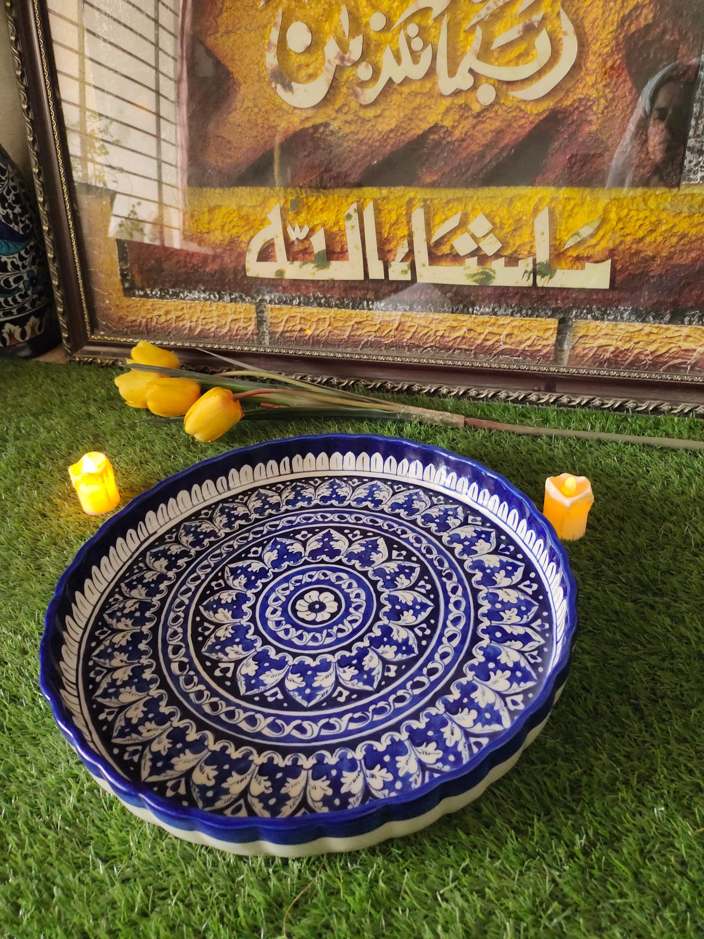 Ceramic Handmade Pizza Platter Large Dish | Size 15 inch
