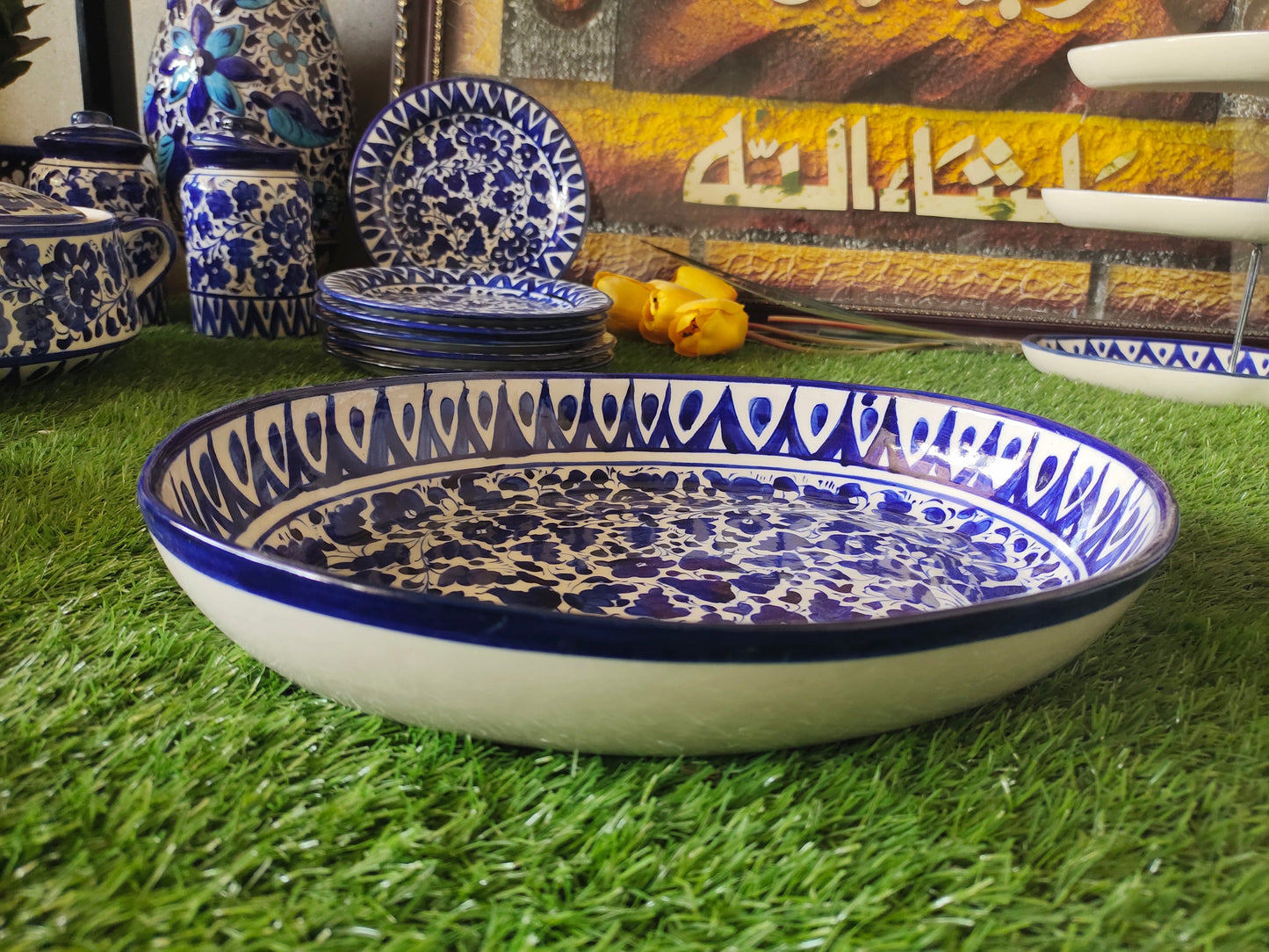 Ceramic Handmade Deep size Oval Serena Rice Platter | Size 13 inch