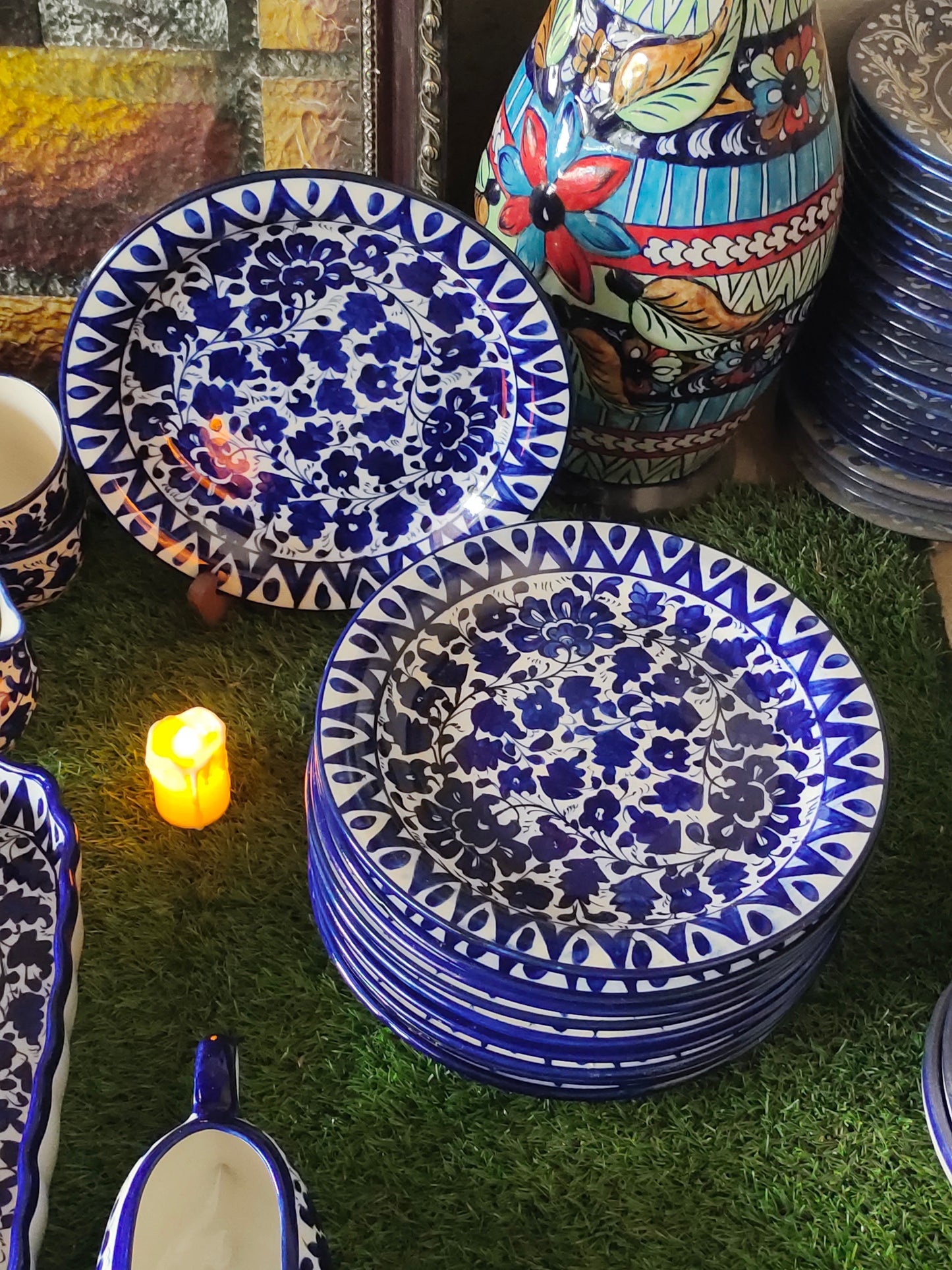 Ceramic Handmade Customized Dinner Set | 10 Men Set | Sareena Design | 65 Pcs