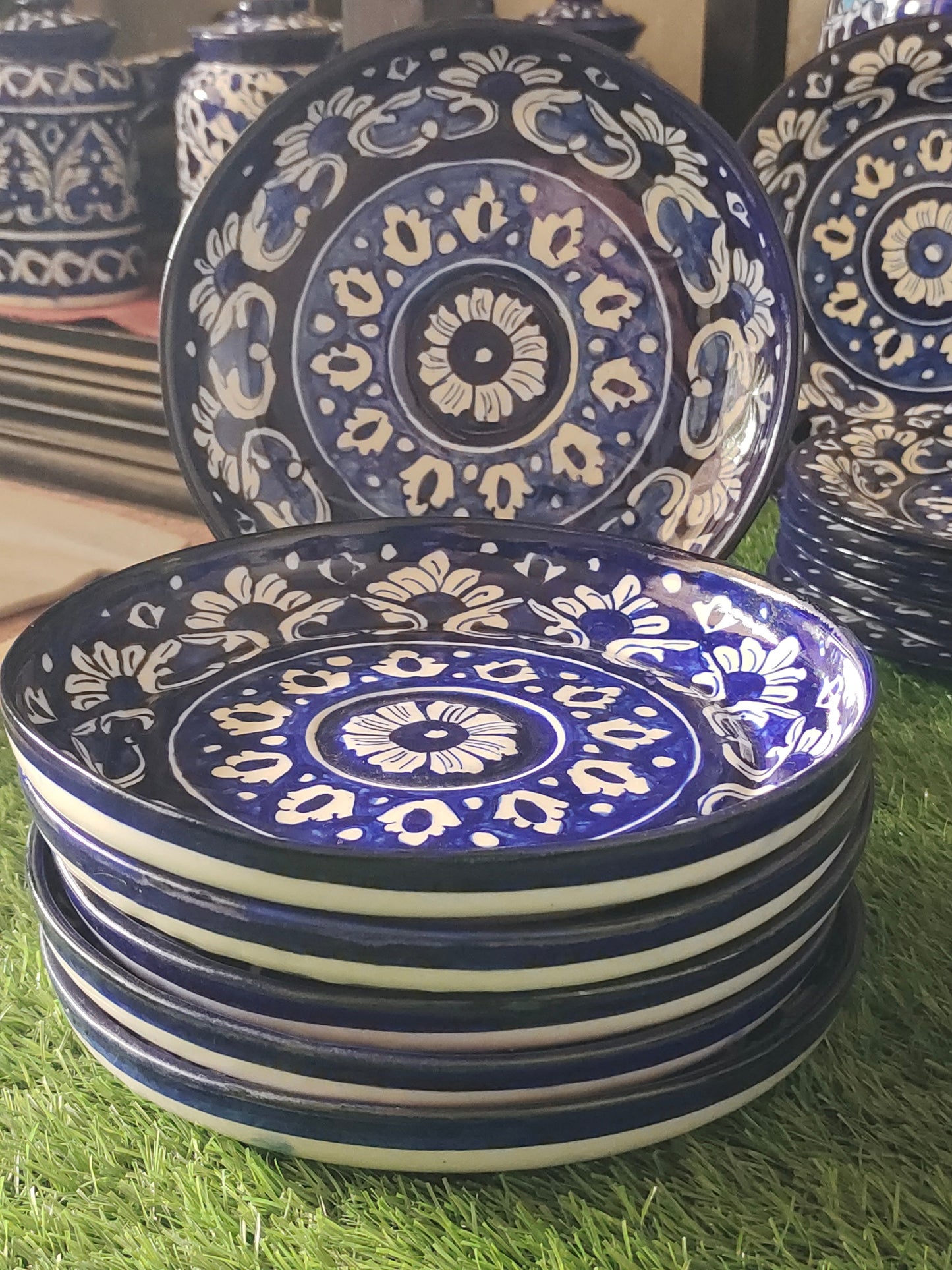 Ceramic Handmade Dinner Set |6 Men Set | Qty 49 pcs | Khaadi Blue Design