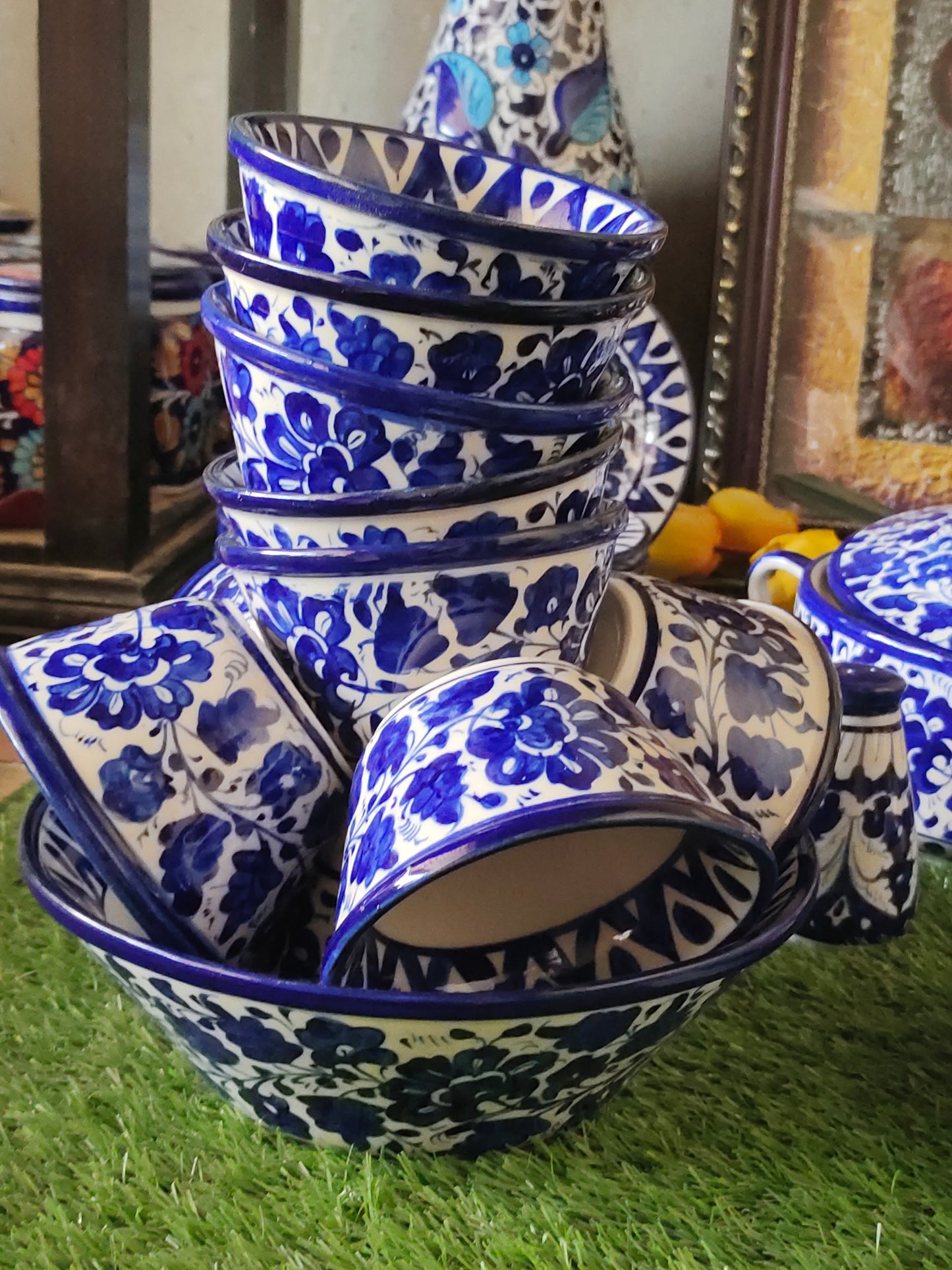 Ceramic Handmade Customized Dinner Set | 10 Men Set | Sareena Design | 65 Pcs