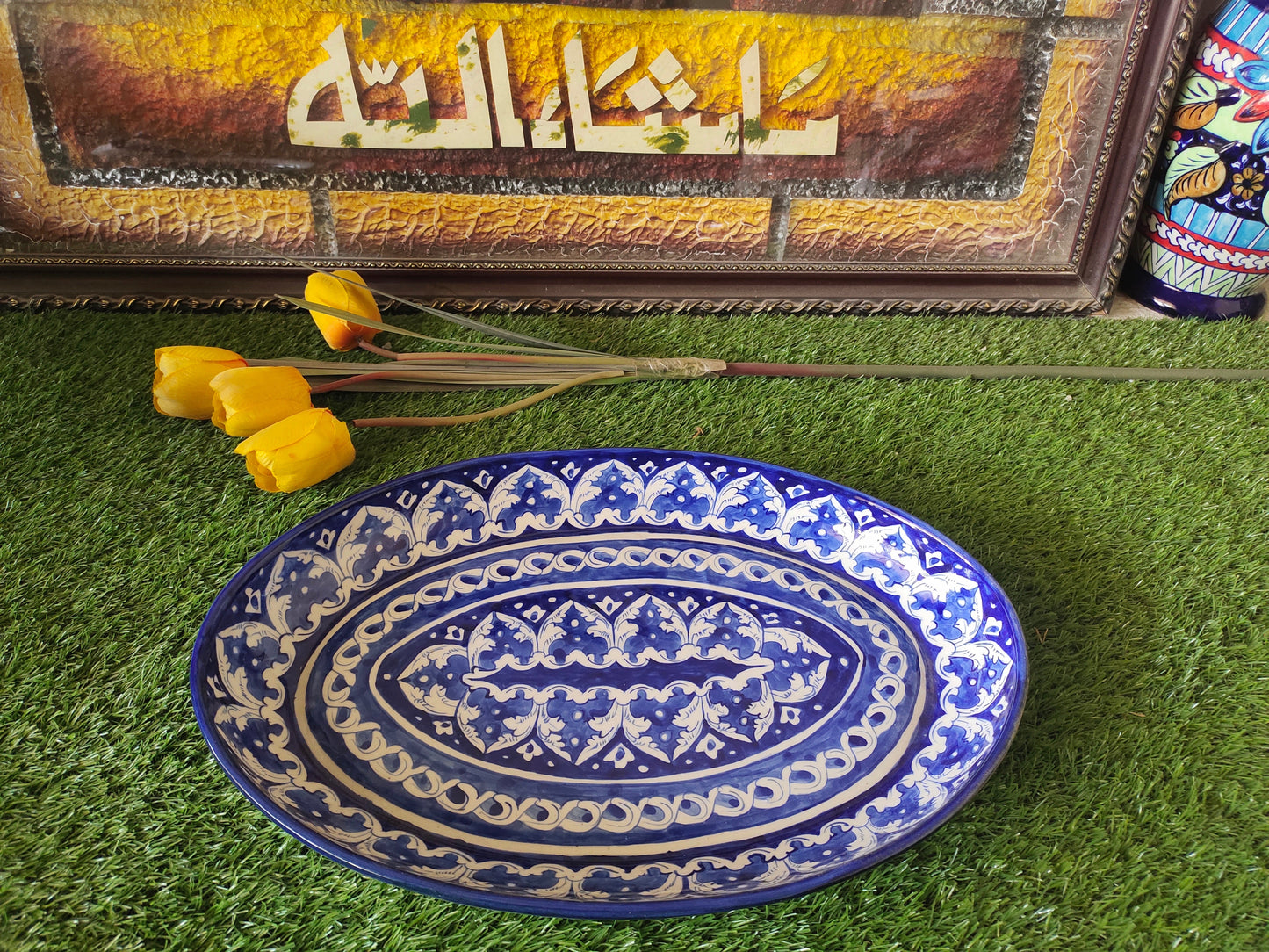 Ceramic Handmade Oval Rice Platter | Size Large 16 inch