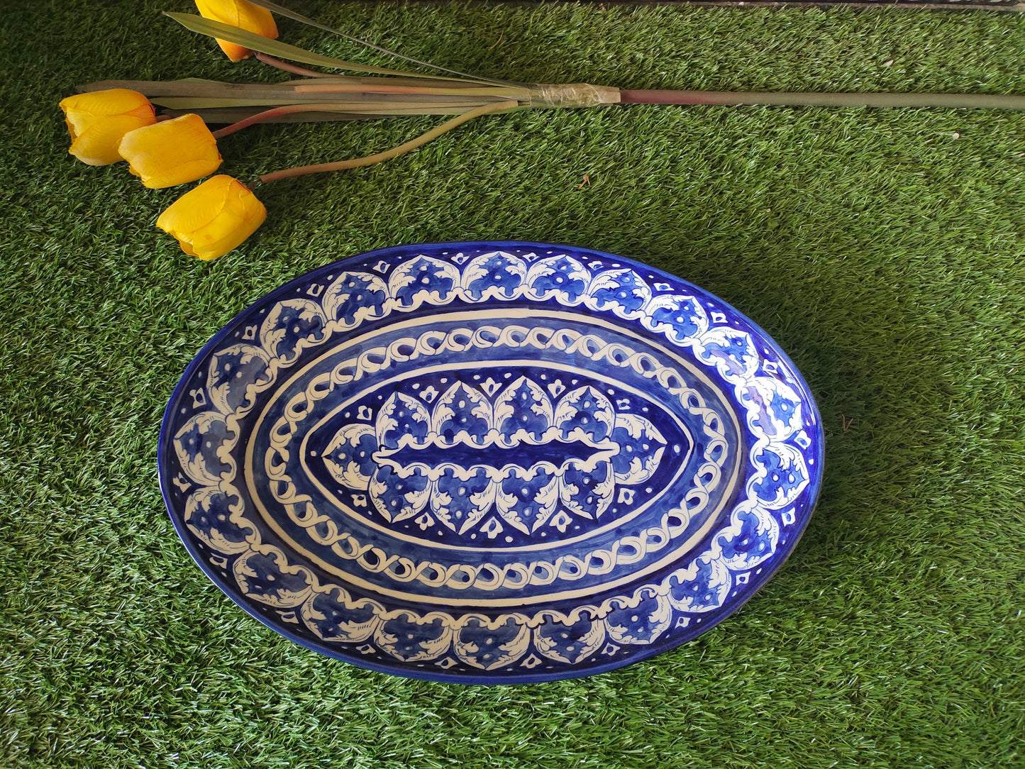Ceramic Handmade Oval Rice Platter | Size Large 16 inch
