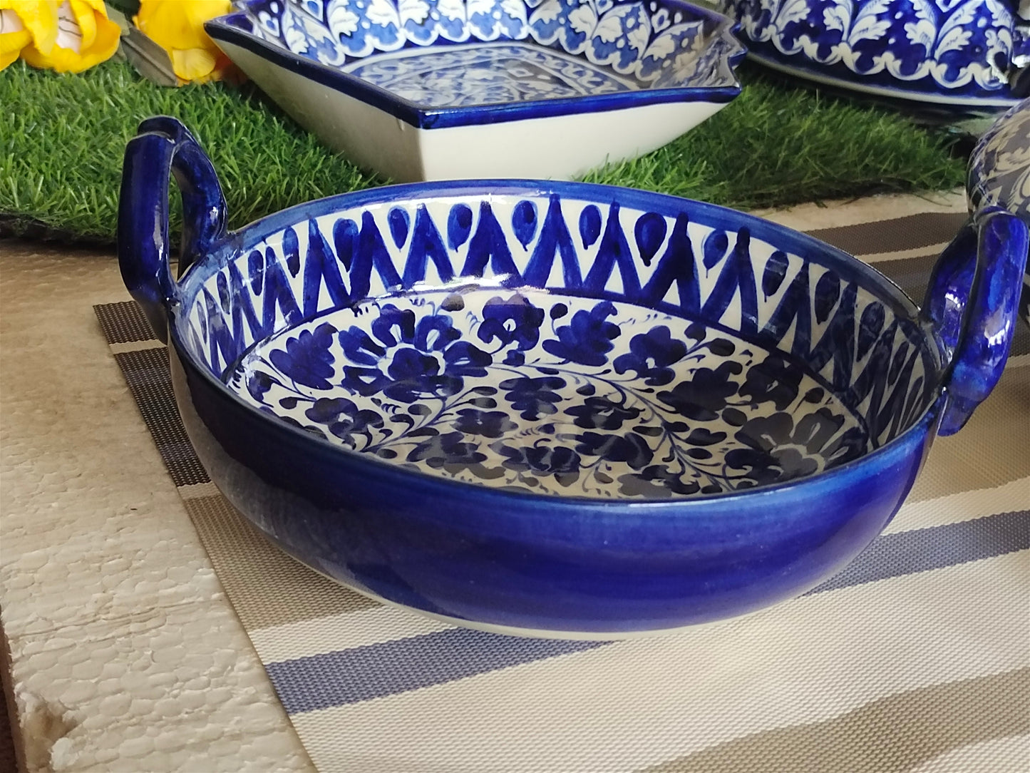 Ceramic Handmade Handle Karahi- Serena Design Customized | Serving Dish | Size 9 inch