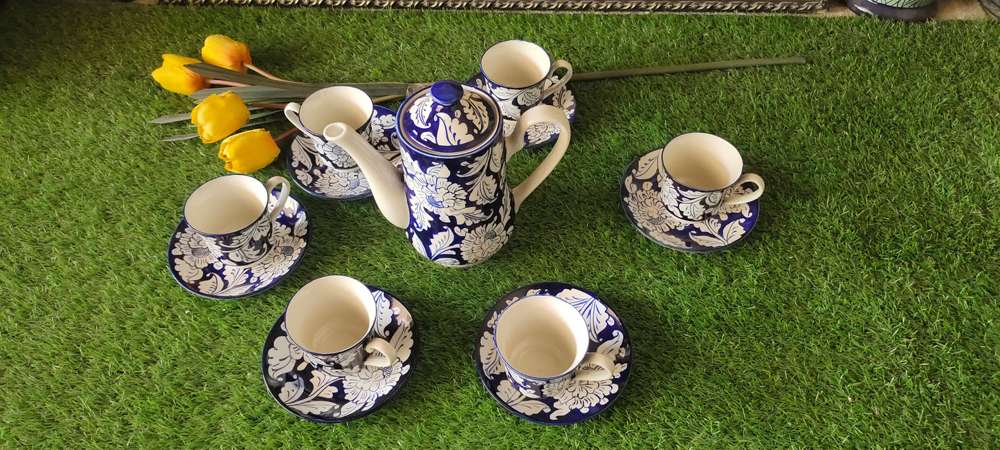 Ceramic Handmade Kahwa Set Complete | 13 Pcs |