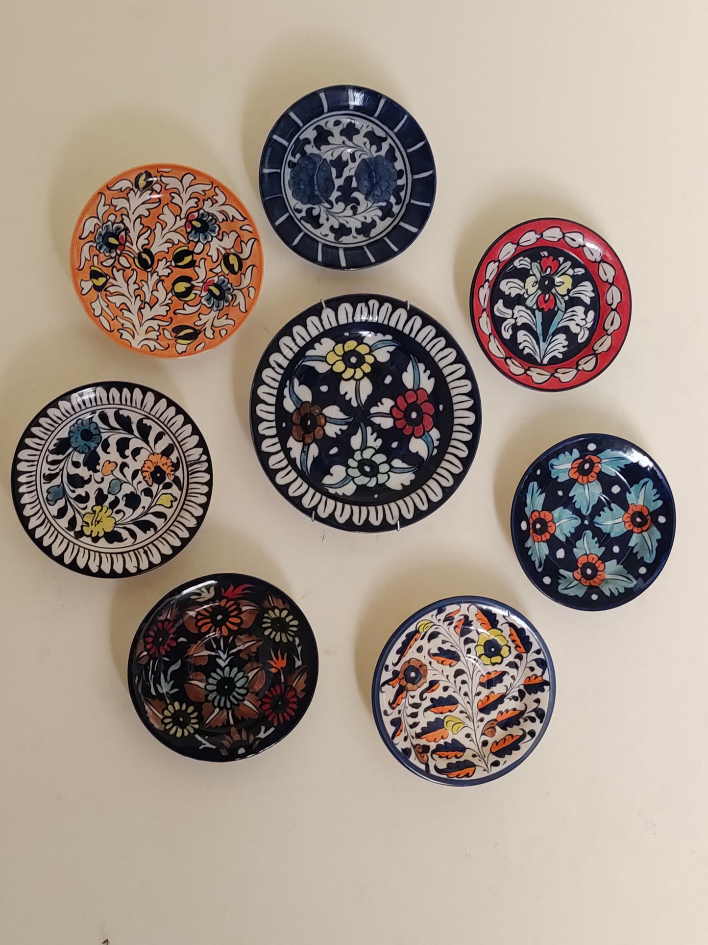 Ceramic Handmade Wall Hanging Set | 8 Plates Set | Wall Art