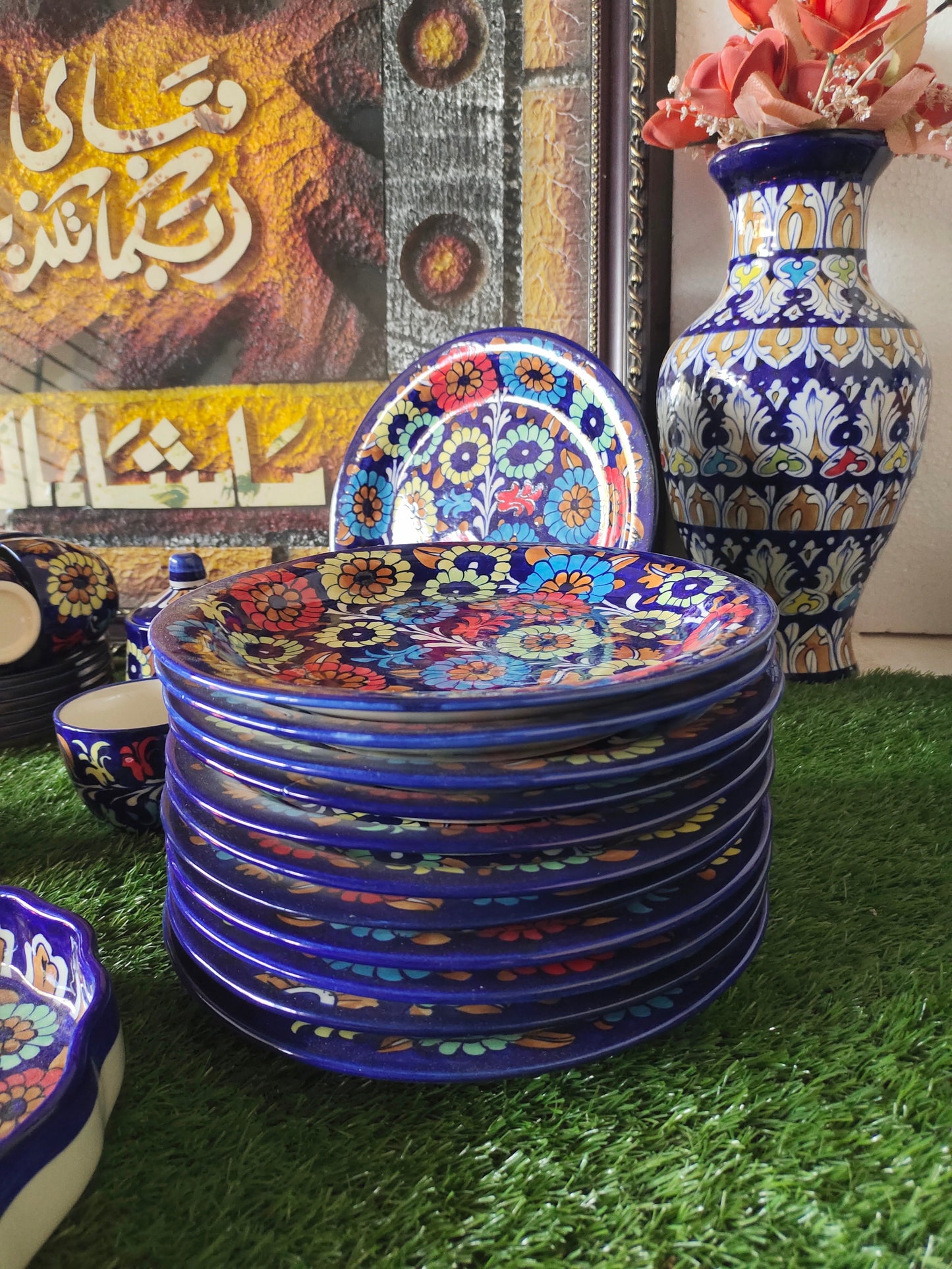 Ceramic Customized Dinner Set Handmade | 12 Person Servings | J Design | Total 56 pcs