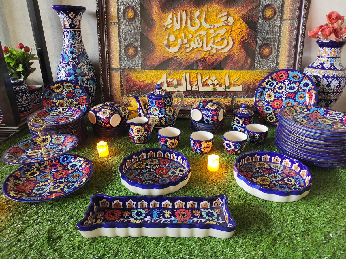 Ceramic Customized Dinner Set Handmade | 12 Person Servings | J Design | Total 56 pcs