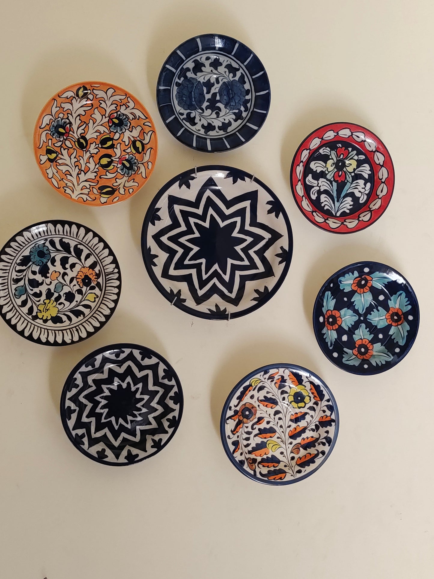 Ceramic Handmade Wall Hanging Set | 8 Plates Set | Wall Art