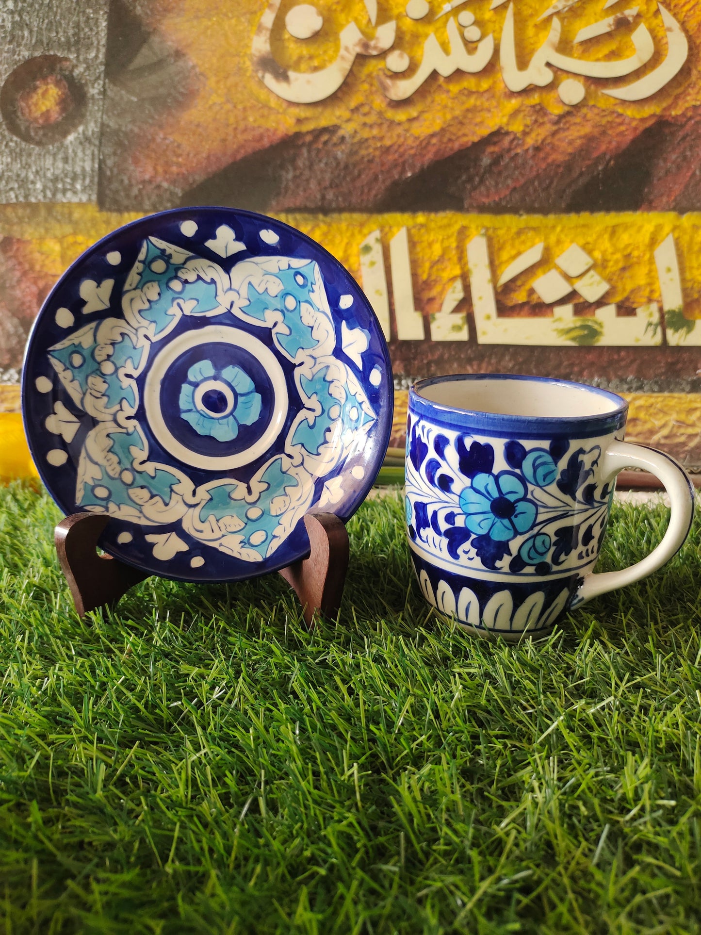 Ceramic Handmade Tea Mug with Saucer Plate