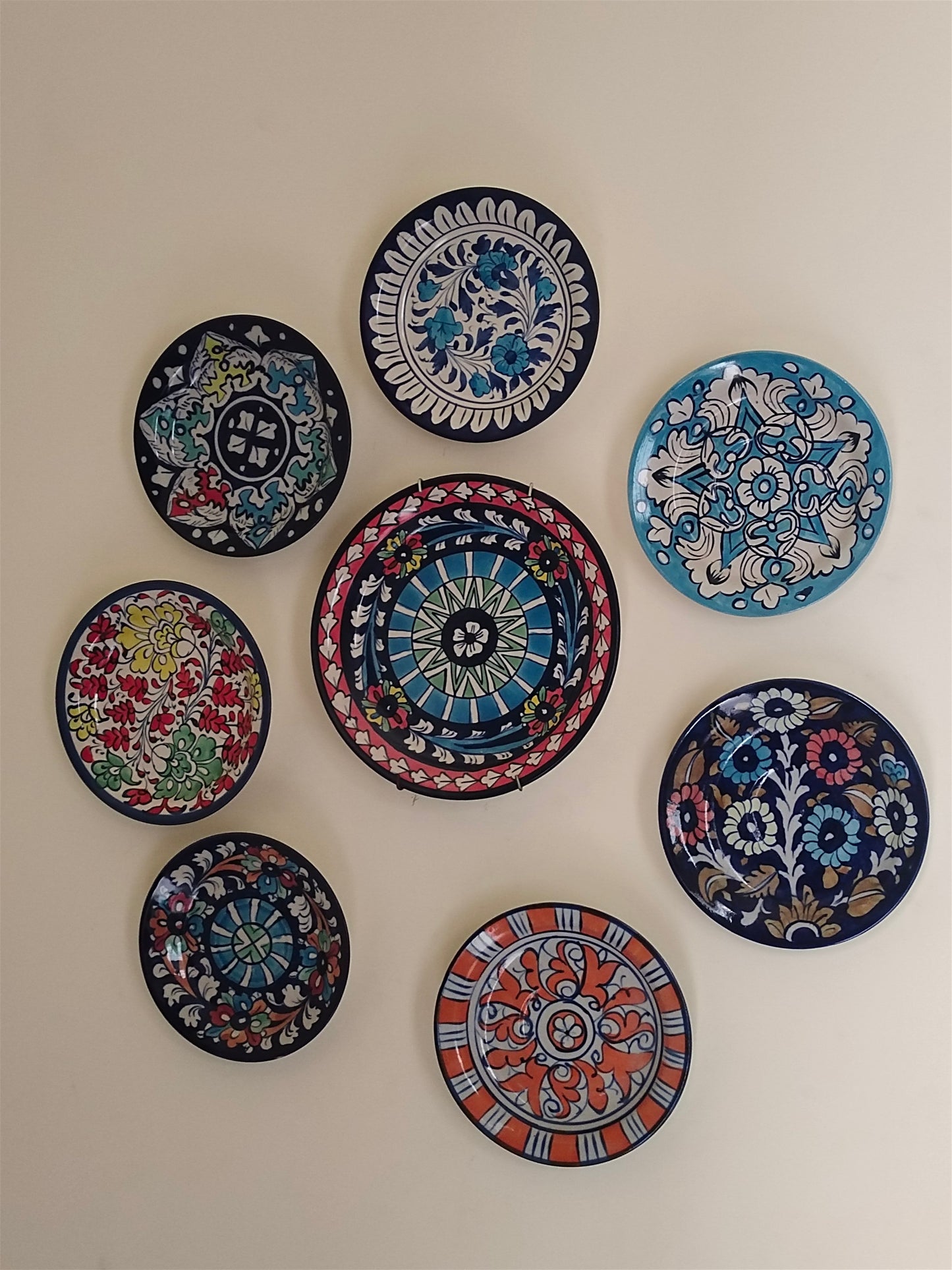 Ceramic Handmade Wall Hanging Plates | 8 plates set