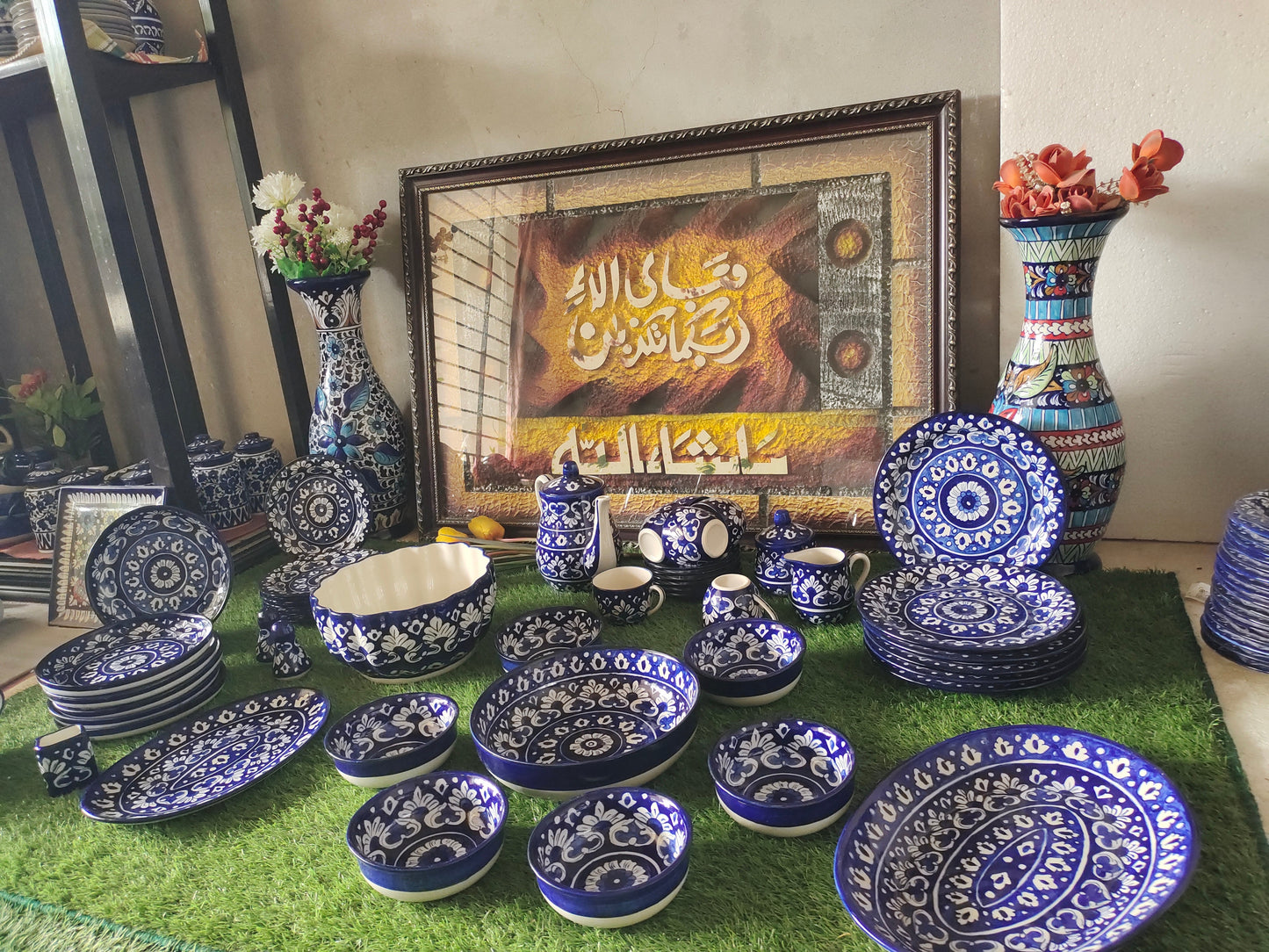 Ceramic Handmade Dinner Set |6 Men Set | Qty 49 pcs | Khaadi Blue Design