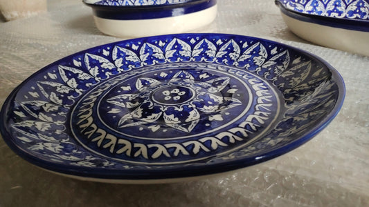 Ceramic Handmade Rice Thaal Platter | Serving Dishes | Size 13 inches