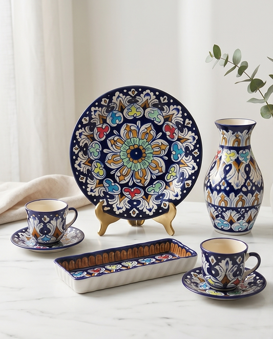 Ceramic Handmade Luxury Blue Pottery Eid or Wedding Gift Box🎁