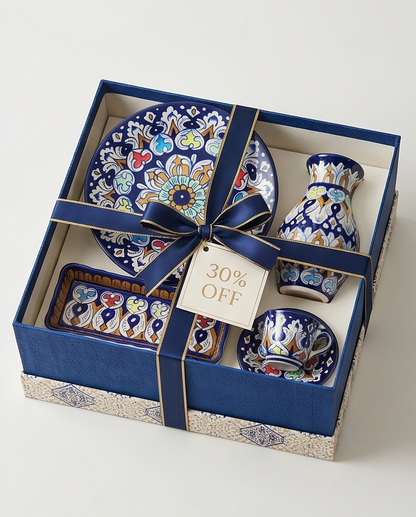 Ceramic Handmade Luxury Blue Pottery Eid or Wedding Gift Box🎁