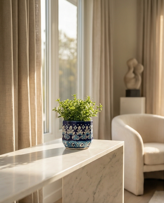 Ceramic Handmade Blue Pottery Planter