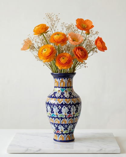 Ceramic Handmade Blue Pottery Floor Vase