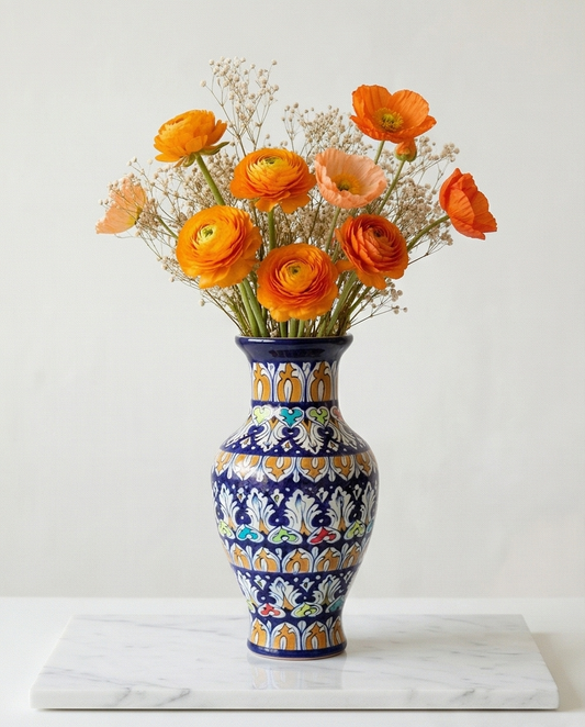 Ceramic Handmade Blue Pottery Floor Vase