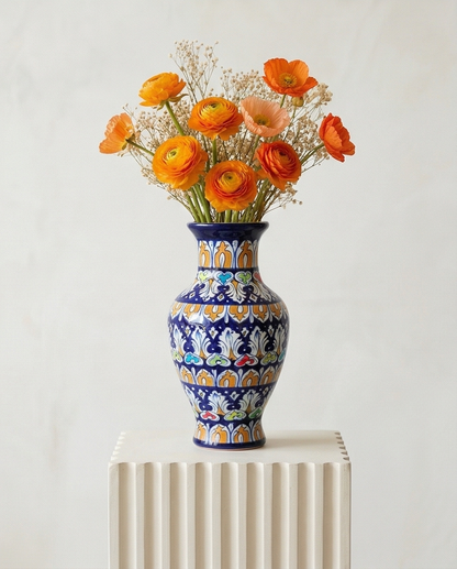 Ceramic Handmade Blue Pottery Floor Vase