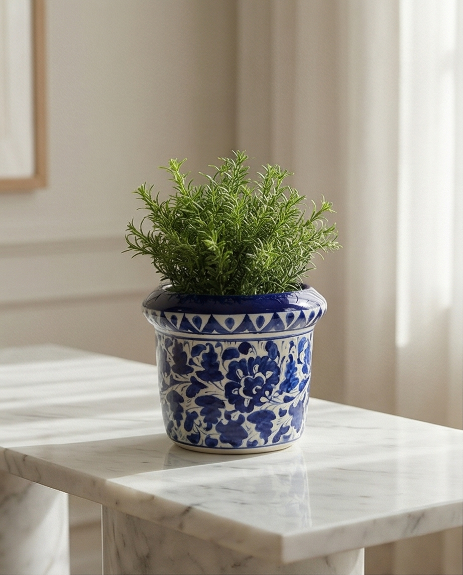 Ceramic Handmade Blue Pottery Planter