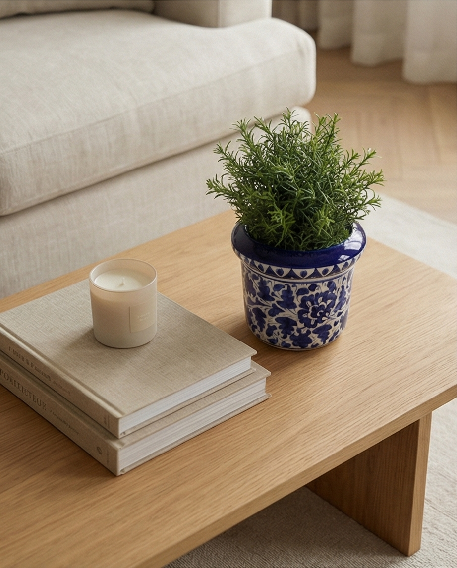 Ceramic Handmade Blue Pottery Planter
