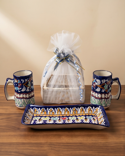 Ceramic Handmade Mug Set with Serving Platter Gift Box🎁