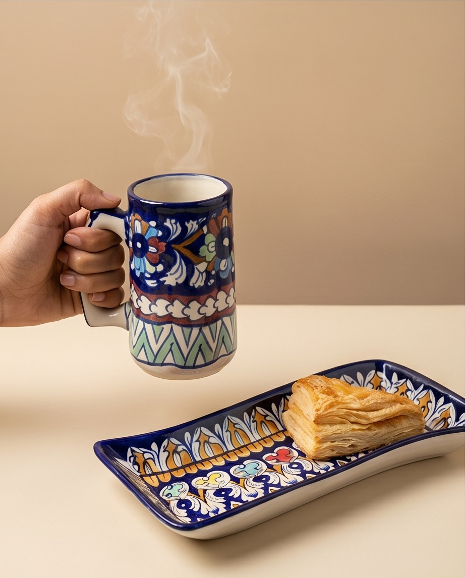 Ceramic Handmade Mug Set with Serving Platter Gift Box🎁