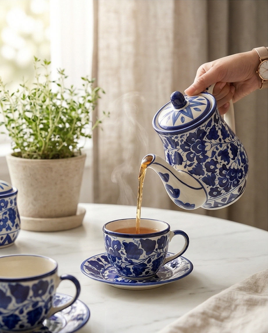 Ceramic Handmade Tea Set | Quantity 17 PCS | Serena Design | Premium Quality