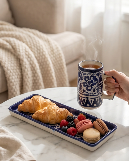 Hamdmade Ceramic Mug Set with Serving Plattet Size 15 inch Gift Box🎁