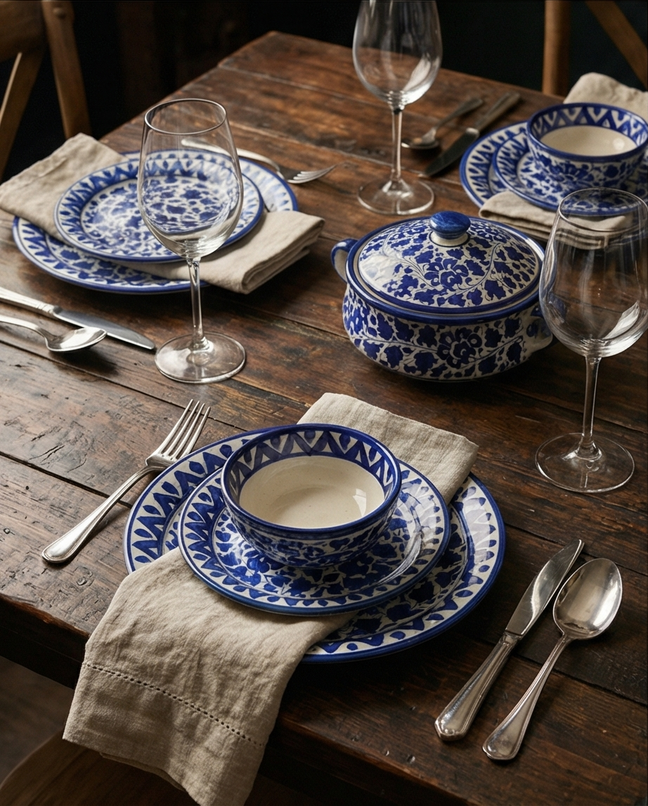 Ceramic Handmade Customized Dinner Set | 6 Men Set