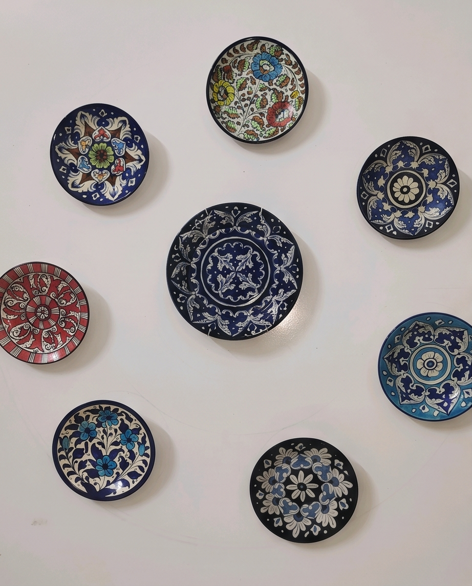 Ceramic Handmade Wall Hanging Plates Art Blue Pottery❤️