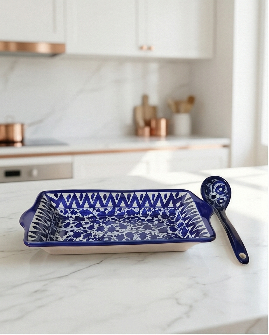 Ceramic Handmade Casserole Dish | Size 15 inch Length & 8.5 inch Width