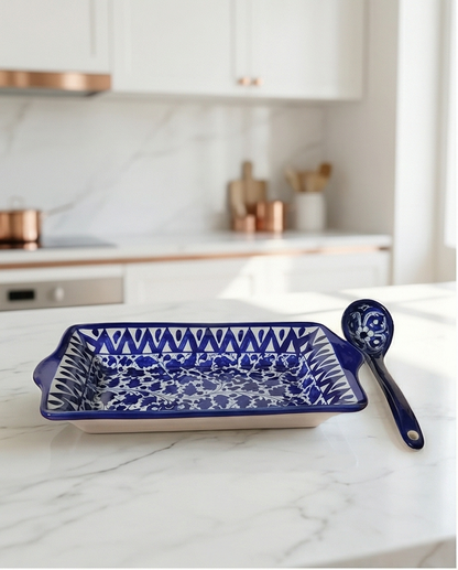 Ceramic Handmade Casserole Dish | Size 15 inch Length & 8.5 inch Width