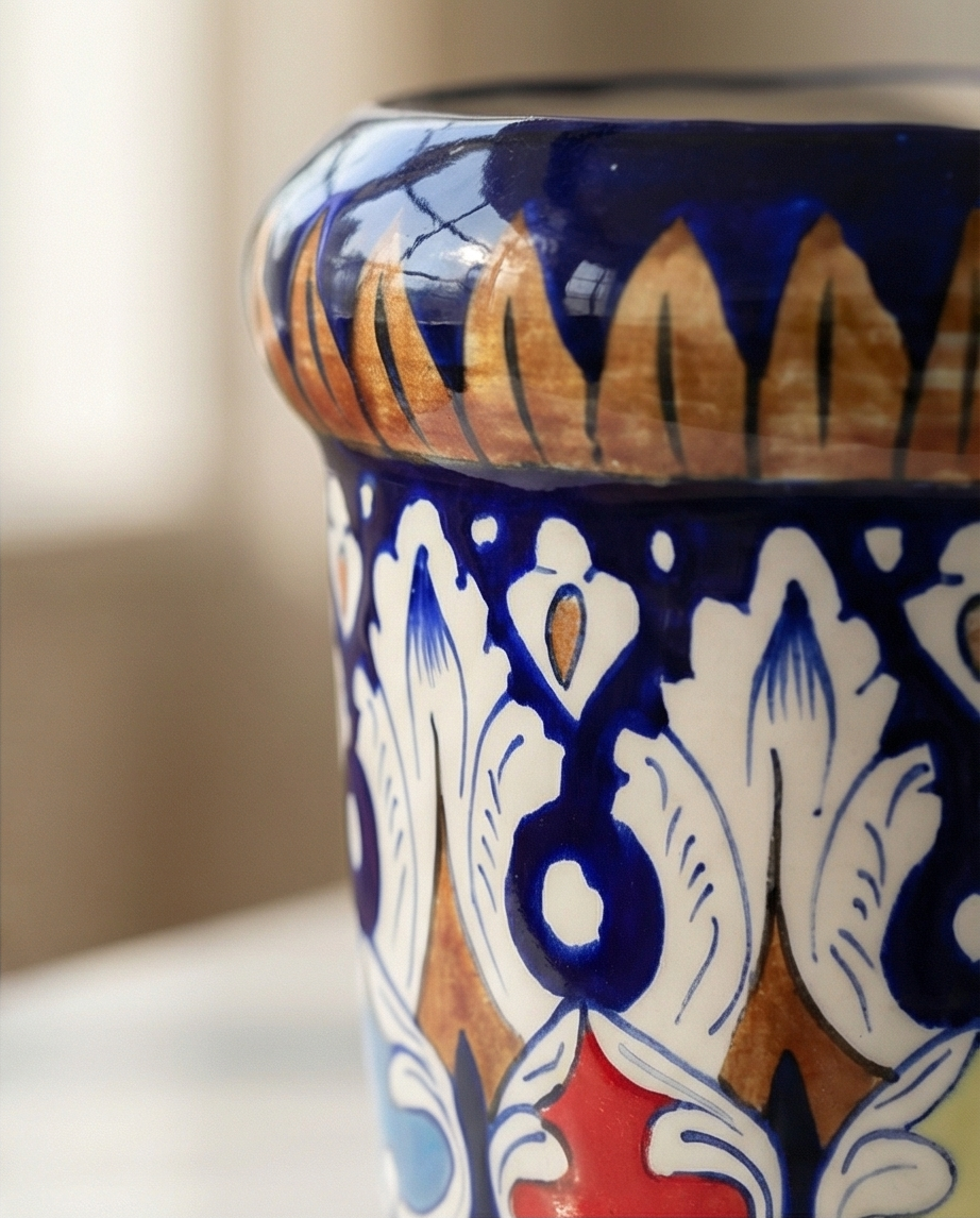 Ceramic Handmade Blue Pottery Planter for Home Living Decor size 6 inch🎁