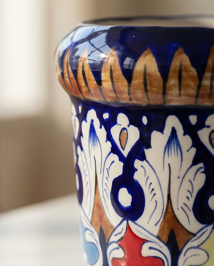 Ceramic Handmade Blue Pottery Planter for Home Living Decor size 6 inch🎁