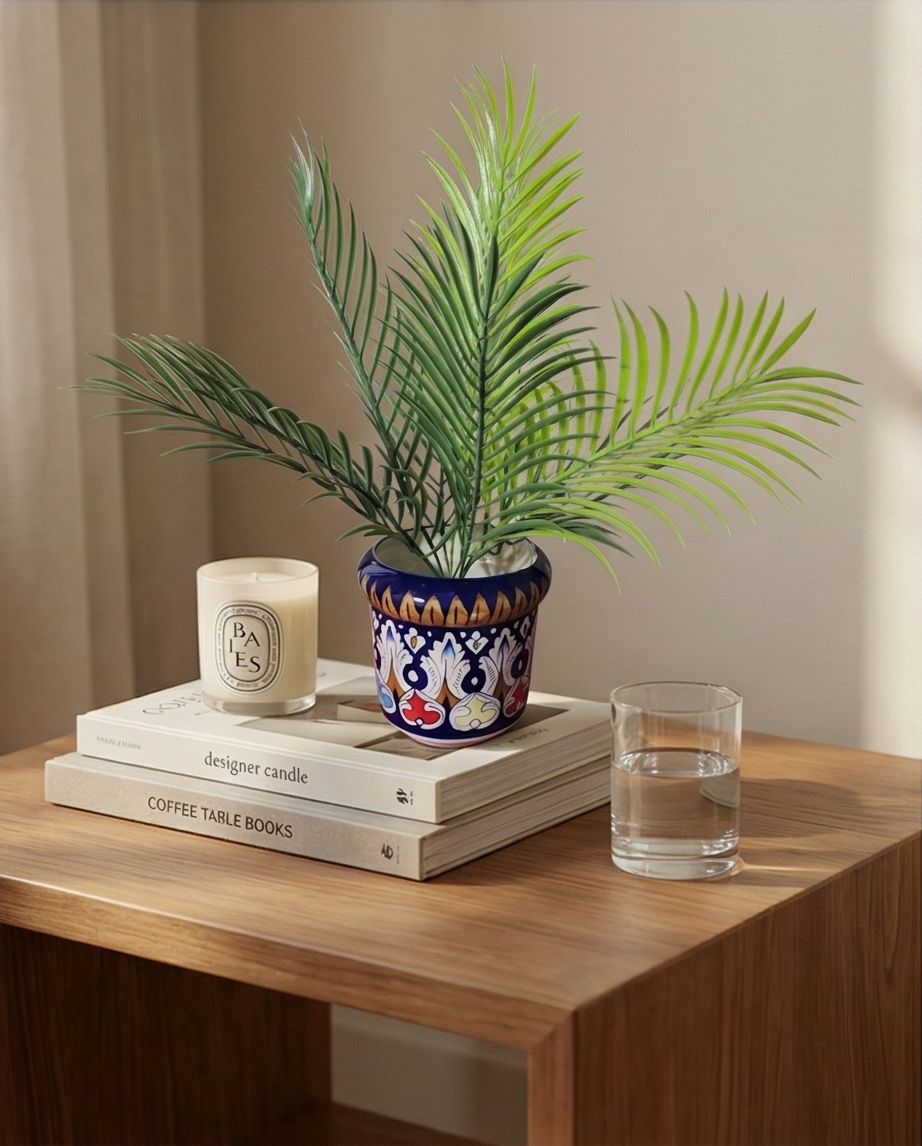 Ceramic Handmade Blue Pottery Planter for Home Living Decor size 6 inch🎁