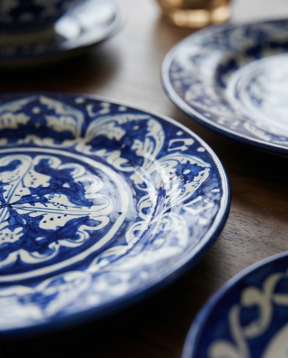 Ceramic Handmade Blue Pottery Dinner Set