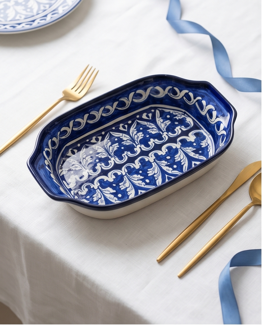 Ceramic Handmade Blue Pottery Deep Dish Eid Gift🎁