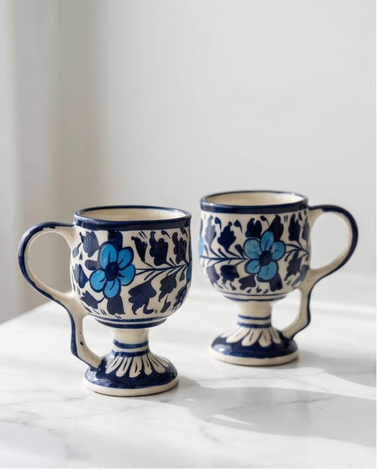 Ceramic Handmade Blue Pottery Mugs